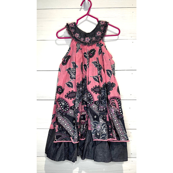 Cutey Couture Pink and Grey Dress with Split Overskirt, GIrls 4/5 Years - Picture 1 of 3